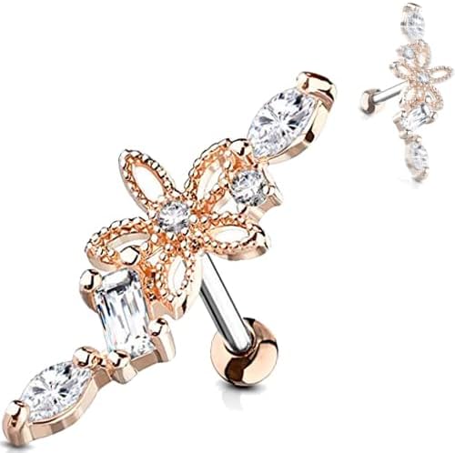 Amazon | [ピアスマニア] 16g まるでコサージュ！清楚なフラワー